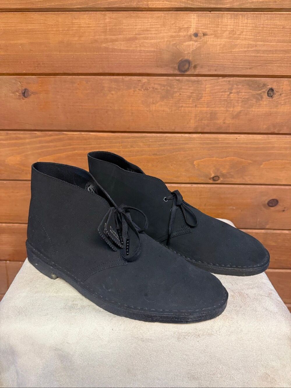 Clarks Originals Desert Boots in black suede Sz 15